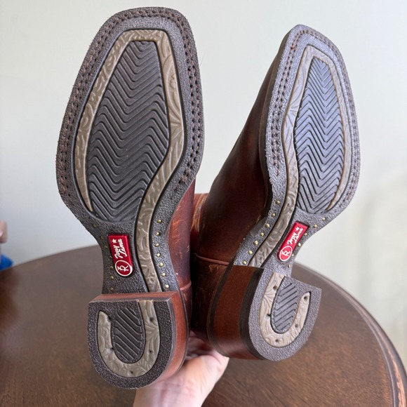 Tony Lama Women's Western Cowboy Boots Square Toe Red Leather Stitching Design - Picture 5 of 6